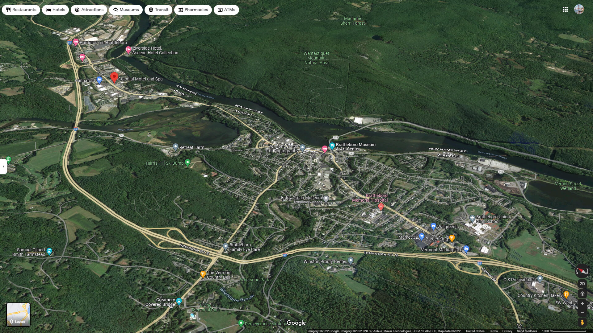 Brattleboro Aerial Map Vermont